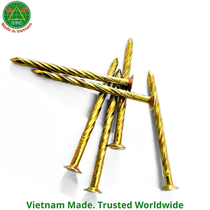 Clavos de Acero de Alta Resistencia de 1-3/8 Pulgadas, Recubiertos de Amarillo, Tipo Tornillo, con Cabeza a Cuadros, Hechos en Vietnam - Product Image 5