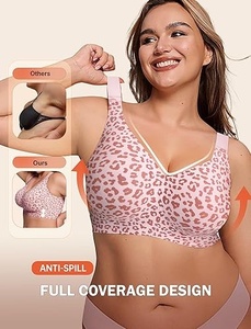 Sujetador deportivo sin aros para mujer, copa completa, talla grande, con tirantes ajustables de punto, sin costuras, de nailon, transpirable para todas las estaciones - Product Image 3