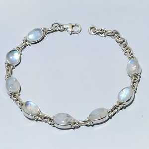 Handmade Genuine Rainbow Moonstone Bracelet 925 <b>Solid</b> Sterling Silver Natural Gemstone Jewelry For Women Gift - Product Image 4