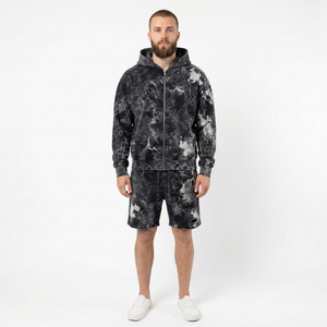 Conjunto de Sudadera con Capucha y Pantalones Cortos Tie Dye para Hombre, de Alta Calidad y a la Moda, Ropa Casual de Dos Piezas, Estilo Urbano - Product Image 2