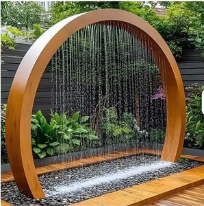 Fuente de Agua con Cortina de Lluvia de Acero Corten de Diseño Moderno para Uso en Interiores y Exteriores, Jardín y Piscina - Product Image 2