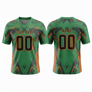 Maillot de football américain personnalisé pour homme, manches courtes, sublimation, séchage rapide, évacuation de l'humidité, nom et numéro personnalisés, uniforme d'équipe, OEM - Product Image 2