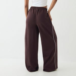 Pantalones Deportivos Anchos Marrones para Mujer, de Poliéster y Algodón, Casuales, con Logotipo Personalizado, Proveedor OEM - Product Image 3