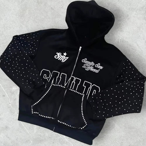 Sweat à capuche surdimensionné pour homme avec logo brodé personnalisé, sweat à capuche personnalisé sans cordon, sweat à capuche zippé épais - Product Image 3