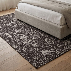 Tapis moderne en médaillon noir ivoire vieilli, écologique, antidérapant, tufté à la main, pour salon, chambre, hôtel - Product Image 3