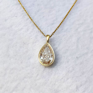 Collier pendentif en diamant de laboratoire taille poire DEF VVS de 3,5 carats, en or blanc massif 14 carats, bijou solitaire en forme de goutte d'eau pour femme - Product Image 1