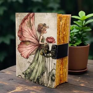 CRAFT HACKLE Carnet de notes à couverture rigide en papier, impression numérique artistique féerique, avec fermoir en laiton et reliure cousue, motif Lune et Papillon - Product Image 5