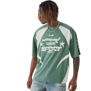 เสื้อยืดโอเวอร์ไซส์ผู้ชาย GRAILZ แขนสั้น สไตล์สตรีท ผ้าคอตตอนเจอร์ซีย์ คอกลม แต่งขอบตัดสี พิมพ์ลายตัวอักษร โลโก้ด้านหน้า - Product Image 2