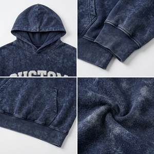 Sweat à capuche rétro pour homme, personnalisé avec patchwork et broderie en tissu éponge, en molleton épais, coupe ample, style streetwear - Product Image 6