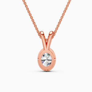 Pendentif solitaire en diamant de laboratoire taille ovale, serti clos, plaqué rhodium, pour femme - Product Image 3
