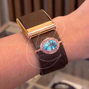 Pendiente deslizante de plata con moissanita azul redonda para pulsera de fitness, accesorio de joyería brillante - Product Image 4