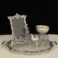 Nouvel Arrivage : Plateau Moderne avec Poignée et Motifs Éléphants Élégants, Ensemble de Bols, Cadre Photo – Cadeau de Retour pour Anniversaire de Mariage, Style Indien