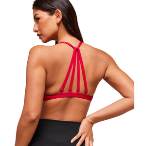 Top Deportivo Sexy Rojo para Mujer con Logotipo Personalizado, de Nailon y Spandex, con Tirantes Finos y Frente Fruncido, para Yoga, Gimnasio, Fitness y Entrenamiento - Product Image 2