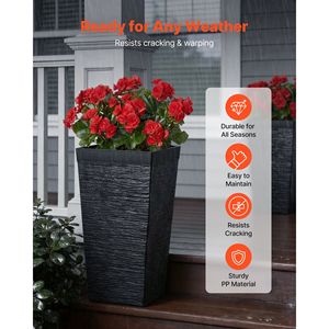 Ensemble de 2 grands pots suspendus de 23 pouces, pots à fleurs modernes en plastique coniques pour l'intérieur et le porche avant - Product Image 2