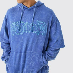 Sweat-shirt à capuche pour homme, vert fluo uni, en molleton bouclette, décontracté, pour l'automne, avec poches, coupe classique, tricoté, respirant - Product Image 6