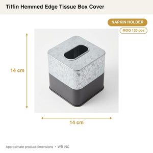 Porte-serviettes classique en fer galvanisé fait main 14 cm, avec bord ourlé en zinc anthracite, couvercle de boîte à mouchoirs pour la maison, compatible avec les boîtes standard - Product Image 3