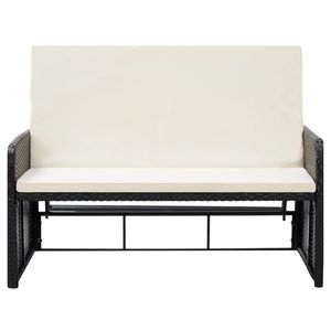 Adjustable Armrest Black Pe <b>Rattan</b> Garden <b>Sofa</b> Set Medium Outdoor Furniture <b>2</b> <b>Seater</b> Contemporary Design - Product Image 4