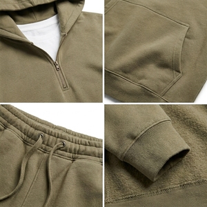 Men 2 Piece Winter <b>Tracksuit</b> Set Quarter Zip Hoodie Fleece Jogger Pants Warm Thick Custom OEM Wholesale Manufacturer - Product Image 4