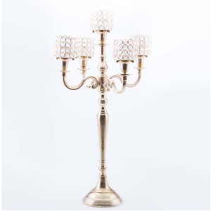 Metal 5 Arms Nickel Plated Handmade Candelabra Centerpieces <b>Candlestick</b> Holder for Christmas Wedding Dinner Table Decoration - Product Image 1