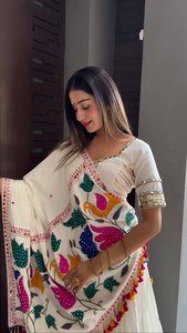 Navratri Special Party Wear Collection Cotton With <b>Mirror</b> Work Lehenga Gota Satin Lace Choli With Printed Mul Cotton Dupatta - Product Image 3