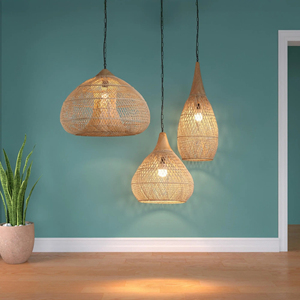 <b>Rattan</b> Pendant Light Handmade Bamboo Wicker Woven Lampshade Hanging <b>Lamp</b> Boho Home Decor Supplier - Product Image 1