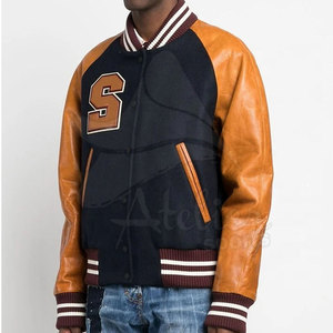 เสื้อแจ็คเก็ตเบสบอลแบบยูนิเซ็กซ์สำหรับผู้ชาย  ตกแต่งด้วยผ้าขนสัตว์  ปักลายเชนิลล์  ระบายอากาศได้ดี แห้งเร็ว เป็นมิตรกับสิ่งแวดล้อม - Product Image 4