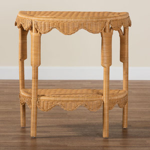 Table console DreamCraft Pari Coastal Scallop Light Honey Rattan avec Paisley Design Origine Vietnam - Product Image 1