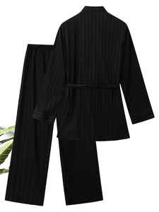 Nuevo Conjunto de Verano Personalizado de Bata de Seda y Camisón para Hombre, Pijama Fino de Seda Helada, Tallas Grandes, Ropa de Dormir Masculina - Product Image 2