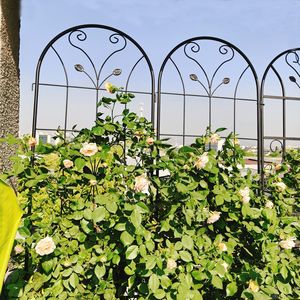 Set di 4 Tralicci da Giardino in Metallo Antiruggine 220 cm x 50 cm Neri, Supporto per Fiori da Esterno per Piante Rampicanti - Product Image 4