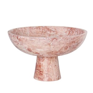 Bol sur piédestal en marbre rose de luxe, centre de table en pierre naturelle, bol à fruits sur pied pour la maison moderne, hôtel, vaisselle décorative - Product Image 1