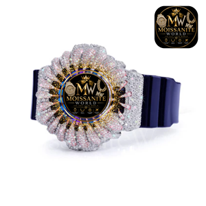 Moissanite World Luxury Moissanite Quartz <b>Watch</b> 40mm Analog Rhinestone <b>Iced</b> <b>Out</b> Wristwatch - Product Image 3