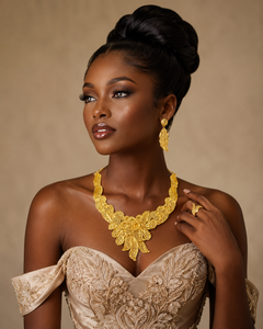Nigerian Statement <b>Necklace</b> Earrings, <b>Ring</b> Wedding jewelry sets and earrings Fashion Jewelry online Design - Product Image 3