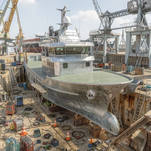 Barco de Pesca Comercial de Atún UBI 3015 de Acero, Yate Deportivo, Motor Diésel Intraborda de 1200HP, 30m, 15 Pasajeros, Toldo Bimini 30-35, Guardabarros - Product Image 1