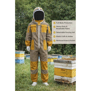 Combinaison d'apiculture décontractée MAKUM INTERNATIONAL avec voile intégré, motif à carreaux jaunes, en nylon, protection intégrale du corps, toutes saisons - Product Image 4