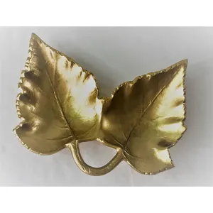 Bol en métal artisanal tendance 2026 de qualité supérieure, fournisseur en gros OEM ODM pour l'exportation mondiale, en céramique durable décorative en forme de feuille d'or - Product Image 2