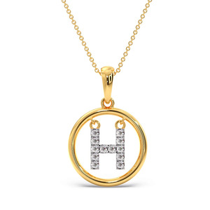 จี้เพชรรูปตัวอักษร H แบบวงกลม พร้อมสร้อยคอทองคำ - Product Image 1