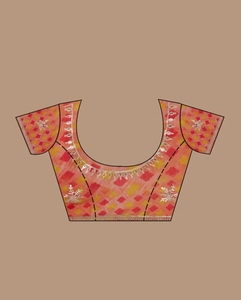 Sari de crepé Gotapatti multicolor KV con blusa sin coser - Product Image 2