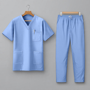 Medical <b>Scrubs</b> Uniform Wholesale Unisex Hospital Nursing Knitted 100% Cotton Breathable Comfortable <b>Scrub</b> <b>Sets</b> - Product Image 6