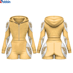 Hot Selling Summer 2Pcs Set Women Tracksuit Custom Streetwear Contrast Color Sports <b>Top</b> Jacket and Shorts Sets <b>Top</b> Trending - Product Image 2