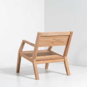 Sillón de Salón de Madera Maciza, Moderno y Minimalista, con Respaldo de Listones, Asiento Reclinable de Perfil Bajo, Asiento Decorativo para Interiores - Product Image 3