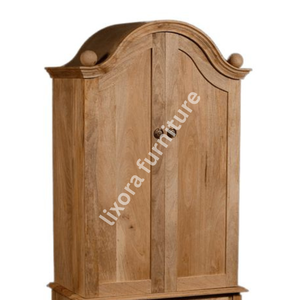 Luxury Handcrafted Solid Wood 2 Door <b>Wardrobe</b> Arched Top with 2 Lower Drawers Natural Oak Armoire - Product Image 5