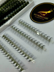 Extensions de cils préfabriquées ultra-rapides faites à la main, volume naturel long Camellia, base fine, courbure 6D en L, 0,07 mm, cheveux synthétiques - Product Image 2