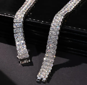 Luxury Square Moissanite Tennis Chain <b>Necklace</b> Iced Out Hip Hop Jewellery Diamond Look <b>Statement</b> Gift - Product Image 3
