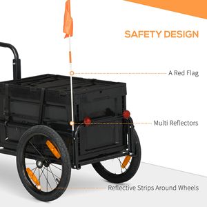 Remorque à vélo avec boîte de rangement amovible et cadre pliable, fond en acier pour le transport de vélos, modèle D0100XF35T6 - Product Image 6