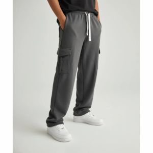 Pantalones de estilo nuevo, holgados y de pierna recta para hombre, 100% algodón, pantalones deportivos de felpa francesa, joggers con logo personalizado, pantalones deportivos acampanados para hombre - Product Image 4