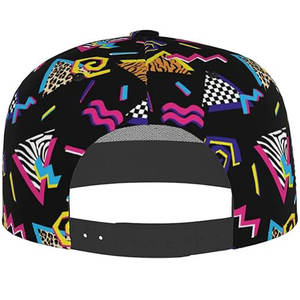 Casquette de baseball snapback 5 panneaux personnalisée, impression par sublimation multicolore, étiquette tissée, sportive, polyester imperméable - Product Image 3