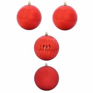 Juego de 4 Adornos Navideños de Plástico Rojo Tamaño XXL para Decoración de Árboles - Product Image 2