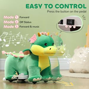 Caballo de Juguete Eléctrico de 6V con Música y Ruedas de PU para Niños de 18 a 36 Meses, para Entretenimiento en Movimiento hacia Adelante - Product Image 6