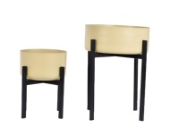 Jardinière en fer finition or style ferme |   Grand support pour plantes d'extérieur |   Pot en métal durable, léger et écologique |   Personnalisable