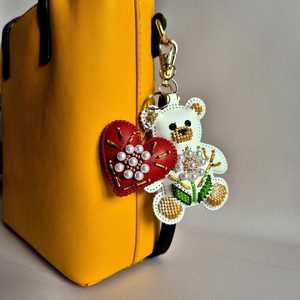 Teddy Bear Bag Charm Bead Embroidery Kit — <b>Keychain</b> DIY Kit - Product Image 3